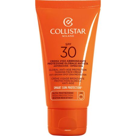 Collistar Crema Rostro Bronceadora Protección Global Antiedad Spf 30 Crema solar facial regenera previene arrugas y manchas solares favoreciendo un bronceado luminoso 50 ml