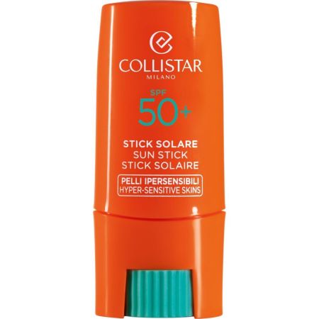 Collistar Stick Solar Spf 50+ Stick solar facial transparente y resistente al agua previene arrugas protegiendo manchas lunares y cicatrices 9 ml