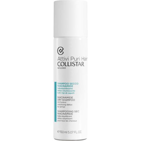 Collistar Attivi Puri Hair Champú En Seco Con Niacinamida Champú en seco sobrerregulador y purificante absorbe el exceso de sebo e impurezas para cabello resplanceciente 150 ml
