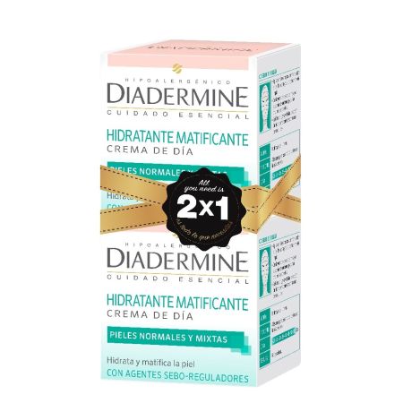 Diadermine Hidratante Matificante Crema De Día Duplo Formato Especial Crema de día hidratante y matificante proporciona un rostro uniforme sin brillos 2x50 ml