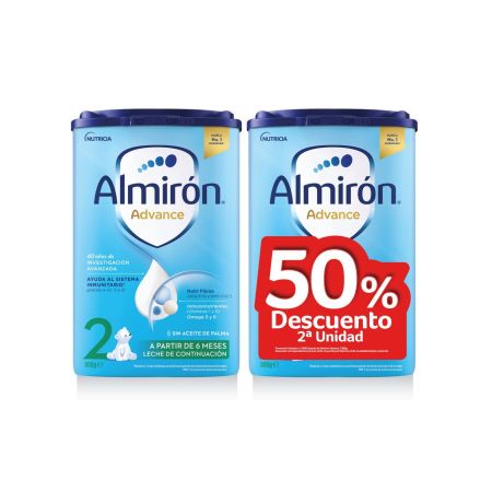 Almirón Advance 2 Leche De Continuacion Duplo Formato Especial Leche en polvo ayuda al sistema inmunitario y al desarrollo cerebral a partir de 6 meses 2x800 gr