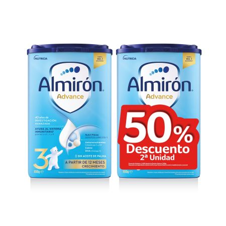 Almirón Advance 3 Leche De Crecimiento Duplo Formato Especial Leche en polvo desarrollada para cubrir las necesidades nutricionales a partir de 12 meses 2x800 gr