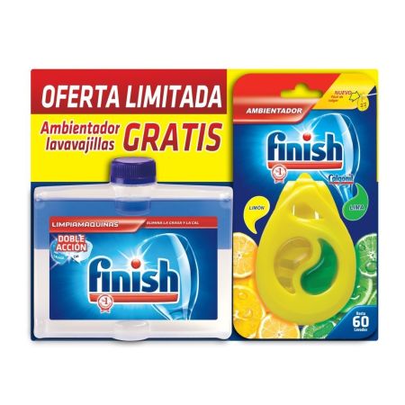 Finish Limpiamáquinas Doble Acción + Ambientador Oferta Limitada Pack regalo para limpiar grasa y cal y eliminar los olores del lavavajillas