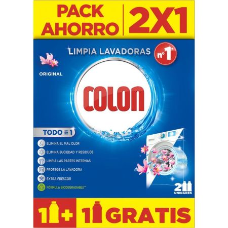 Colon Limpia Lavadoras Todo En 1 Pack Ahorro Limpia lavadoras elimina suciedad y protege con aroma original 2x250 ml