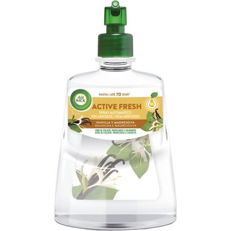 Air Wick Ambientador 24/7 Active Fresh Vainilla + Aparato Gratis Ambientador automático para hogar frescor y fragancia a vainilla y madreselva 228 ml