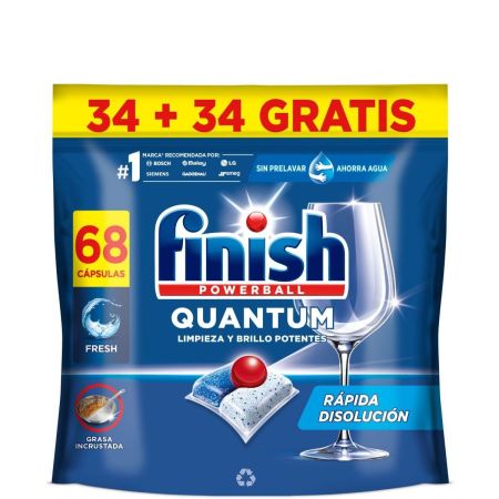 Finish Lavavajillas Powerball Quantum Formato Especial Lavavajillas a máquina en cápsulas poder desengrasante elimina manchas resecas