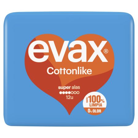 Evax Compresas Cottonlike Super Alas Compresas super con alas siéntete limpia y sin rastro de olor