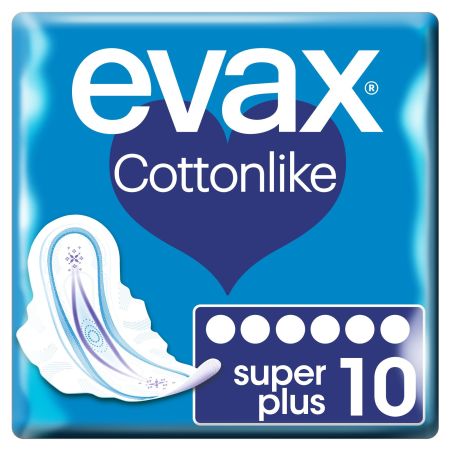 Evax Compresas Cottonlike Super Plus Compresas con alas te ayudan a mantenerte totalmente limpia y sin rastro de olor