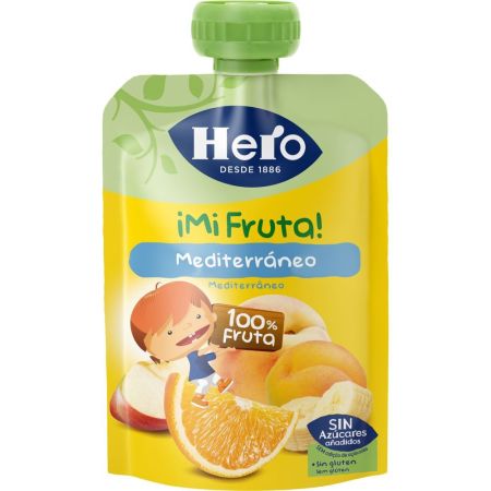 Hero Solo Bolsita Mediterráneo Bolsita natural sin gluten con 100% fruta para alimentación natural y nutritiva a partir de 12 meses 100 gr