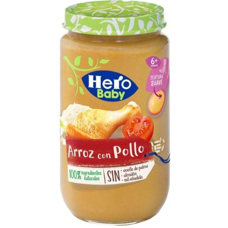 Hero Solo Tarrito Arroz Con Pollo Tarrito natural sin gluten de textura suave para crecimiento sano y equilibrado a partir de 6 meses 235 gr