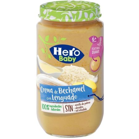 Hero Solo Tarrito Crema De Bechamel Con Lenguado Tarrito natural sin gluten de textura suave para crecimiento sano y equilibrado a partir de 6 meses 235 gr