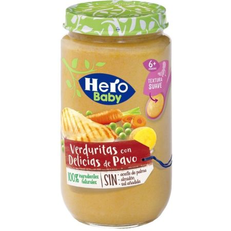 Hero Solo Tarrito Verduritas Con Delicias De Pavo Tarrito natural sin gluten de textura suave para crecimiento sano y equilibrado a partir de 6 meses 235 gr