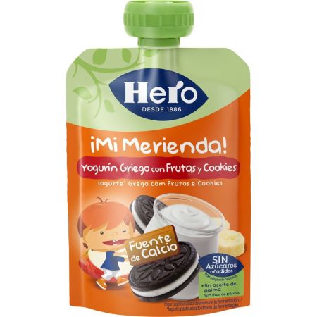 Hero Solo Bolsita Yogurín Griego Con Zumos Fruta Cookies Bolsita natural sin azúcar para alimentación natural y nutritiva a partir de 12 meses 100 gr