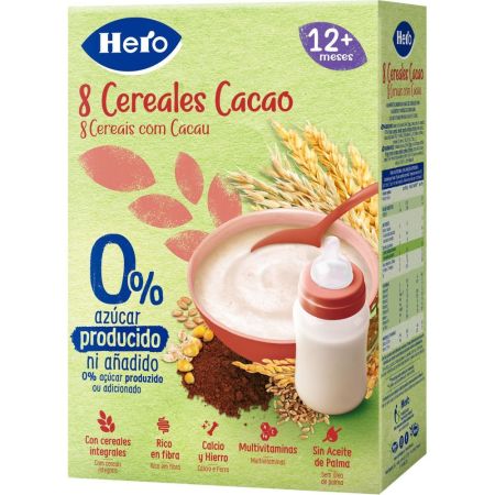 Hero Solo Papilla 8 Cereales Cacao Papilla en polvo 0% azúcares añadidos a partir de 12 meses 340 gr