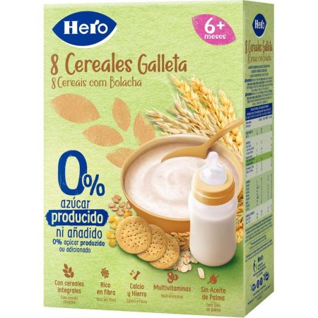 Hero Solo Papilla 8 Cereales Galletas Papilla en polvo 0% azúcares añadidos a partir de 6 meses 340 gr