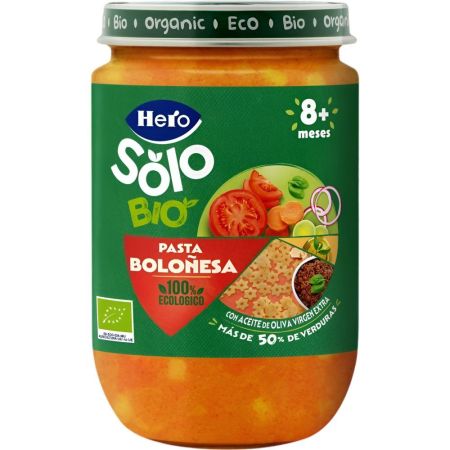 Hero Solo Bio Tarrito Macarrones Con Tomate Tarrito ecológico de textura con trocitos excelente fuente de energía y nutrientes a partir de 8 meses 190 gr