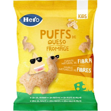 Hero Kids Puffs De Queso Snack de queso sin sal añadida sin aditivos y sin aceite de palma a partir de 36 meses 12gr