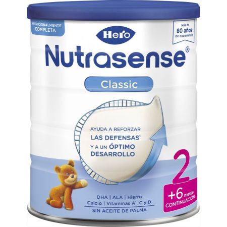 Hero Leche De Continuación Nutrasense Classic 2 Leche en polvo con nutrientes ofrece óptimo crecimiento y desarrollo a partir de 6 meses 800 gr