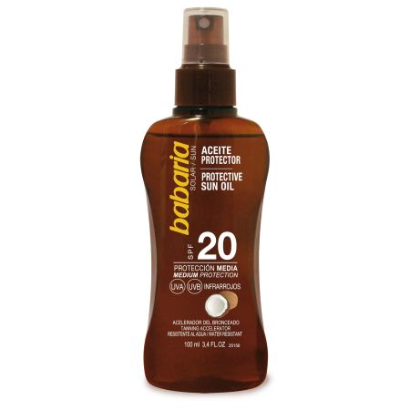 Babaria Aceite Protector Spf 20 Aceite solar resistente al agua acelerador del bronceado 100 ml