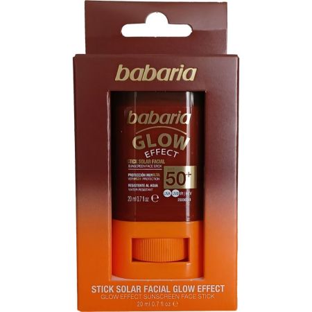 Babaria Glow Effect Stick Solar Facial Spf 50+ Stick solar facial resistente al agua potencia el bronceado combatiendo signos de envejecimiento 20 gr