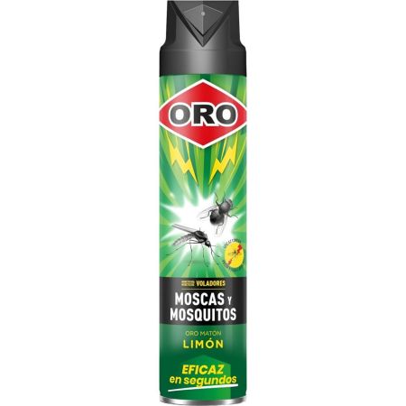 Oro Insecticida Moscas Y Mosquitos Limón Insecticida eficaz en segundos ofrece acción inmediata contra todo tipo de insecto volador con aroma a limón 750 ml