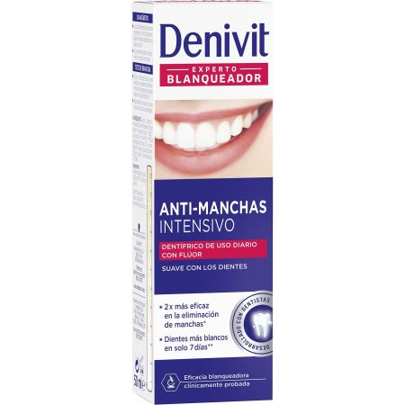 Denivit Anti-Manchas Intensivo Dentífrico Pasta de dientes blanqueadora antimanchas de uso diario con flúor 50 ml