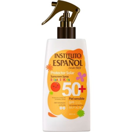 Instituto Español Piel Sensible Protector Solar Infantil Spf 50+ Spray solar infantil de textura no grasa y resistente al agua ofrece hidratación de larga duración 300 ml