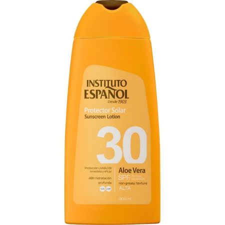 Instituto Español Aloe Vera Protector Solar Spf 30 Loción solar de textura no grasa y rápida absorción ofrece 48 horas de hidratación profunda 300 ml