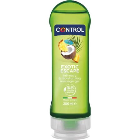 Control Exotic Escape Intimacy & Moisturizing Massage Gel Lubricante ideal para añadir un extra de sensualidad y estimulación con aroma a frutas tropicales 200 ml