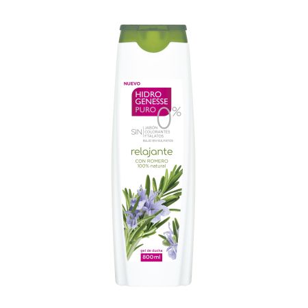 Hidro-Genesse Relajante Gel De Ducha Gel de ducha sin jabón ni colorantes hidrata y cuida con romero 100% natural 800 ml