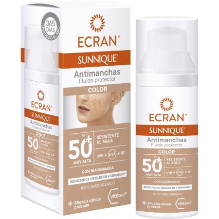 Ecran Sunnique Color Antimanchas Fluido Protector Spf 50+ Protector solar facial con color previene la aparición de manchas en la piel 50 ml