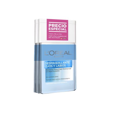 L'Oreal Desmaquillante Ojos Y Labios Duplo Precio Especial Desmaquillante bifásico ultrasuave para ojos y labios sin acabado graso ideal para maquillaje waterproof 2x125 ml