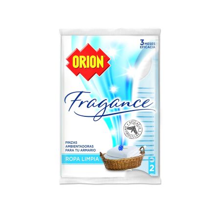 Orion Fragance Ropa Limpia Pinzas Ambientadoras Pinzas antipolillas ambientadas para armario 3 meses de eficacia aroma a ropa limpia 2 uds