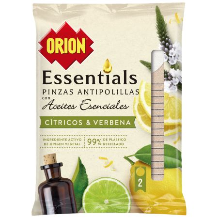Orion Pinzas Antipolillas Cítricos Y Verbena Pinzas antipolillas para proteger la ropa con aceites esenciales 2 uds