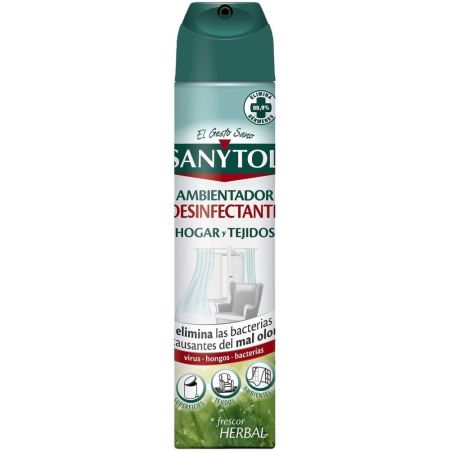 Sanytol Ambientador Desinfectante Hogar Y Tejidos Flor De Algodón Desodorizante y desinfectante de hogar y tejidos elimina bacterias y mal olor 300 ml