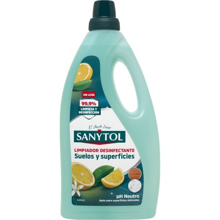 Sanytol Limpiador Desinfectante Limpiahogar Limón Desinfectante del hogar elimina la suciedad y desinfecta en profundidad con aroma a limón 1200 ml