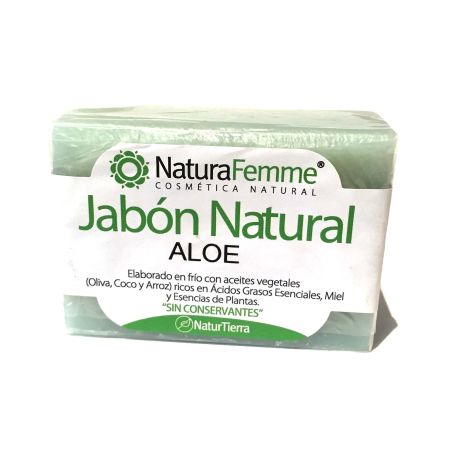 Naturafemme Aloe Jabón Natural Jabón de manos en pastilla natural recupera y calma pieles más castigas y dañadas 100 gr