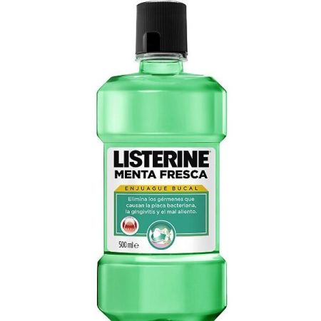 Listerine Menta Fresca Enjuague Bucal Colutorio elimina gérmenes causantes de placa gingivitis y el mal aliento 500 ml