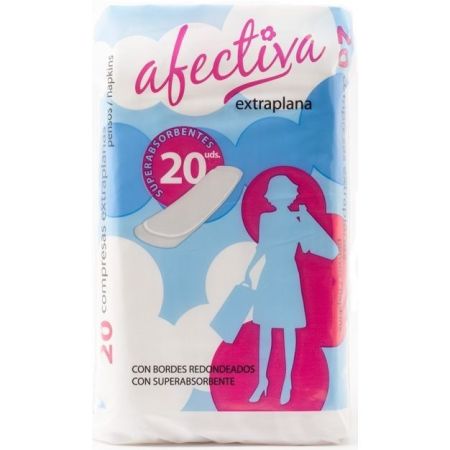 Afectiva Compresas Extraplana Compresas extraplanas superabsorbentes con bordes redondeados 20 uds