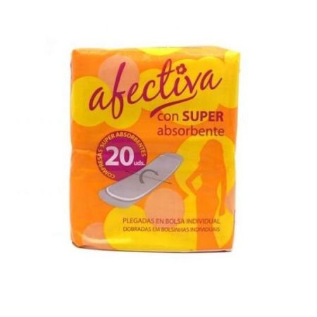 Afectiva Con Super Absorbente Compresas Compresas super absorbentes plegadas en bolsa individual 20 uds