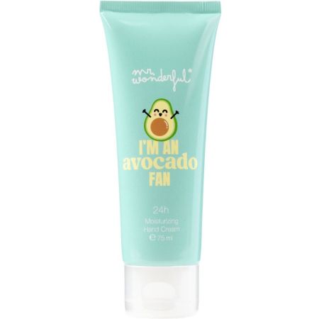 Mr. Wonderful I'M An Avocado Fan Moisturizing Hand Cream Crema de manos hidratante de origen natural y rápida absorción 24 horas con aroma a aguacate 75 ml