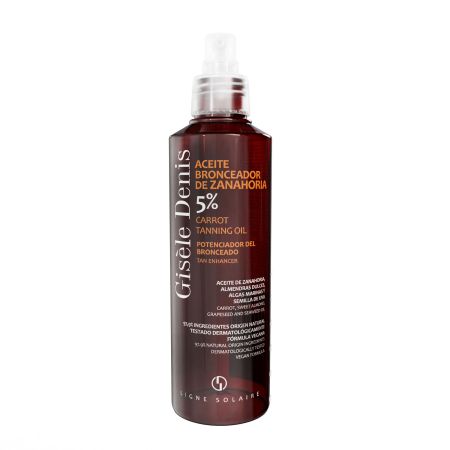 Gisele Denis Aceite Bronceador De Zanahoria 5% Carrot Aceite bronceador vegano resistente al agua potencia el bronceado para tono uniforme y más duradero 200 ml