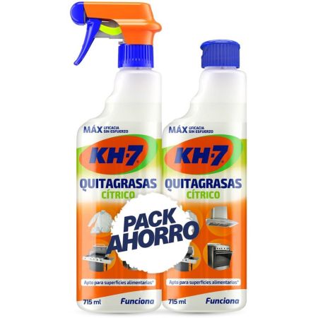 Kh-7 Quitagrasas Cítrico+Recambio Pack Ahorro Quitagrasas sin fosfatos ideal para limpiar todas las superficies y eliminar sin esfuerzo la suciedad 2x715 ml