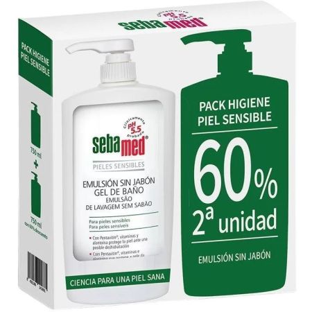 Sebamed Emulsión Sin Jabón Gel De Ducha Duplo Precio Especial Gel de ducha sin jabón limpia en profundidad evitando las irritaciones 2x750 ml