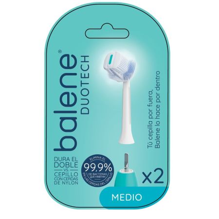 Balene Cepillo De Dientes Duotech Medio Recambio Cepillo de dientes eléctrico limpia la cara interna externa y superficie 2 uds