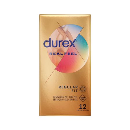 Durex Preservativos Real Feel Regular Fit Preservativos ideales para los alérgicos al latex para una sensación piel con piel 12 uds