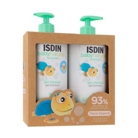 Isdin Babynaturals Gel Champú Estuche Duplo Precio Especial Gel champú suave para piel y cabello con un 93% de ingredientes naturales 2x75 ml