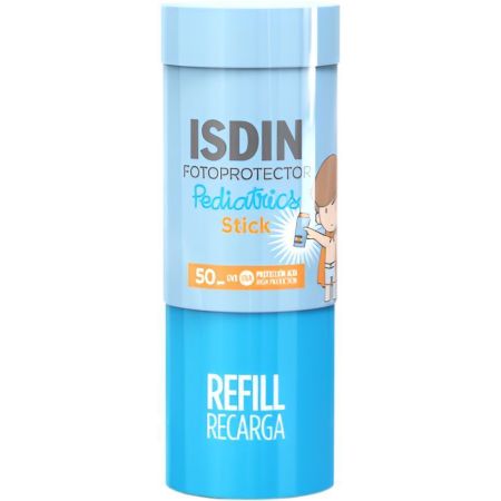 Isdin Fotoprotector Pediatrics Stick Recarga Spf 50 Stick solar pediátrico resistente al agua y al sudor protege zonas más sensibles y expuestas al sol 20 gr