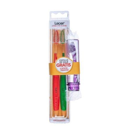 Lacer Suave Cepillo Dental Duplo Precio Especial Cepillo de dientes con filamentos de distintas medidas elimina placa y protege encías 2 uds
