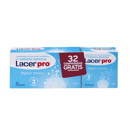 Lacer Pro Comprimidos Limpiadores Formato Especial Comprimidos efervescentes para prótesis dentales previene la formación de sarro 96 uds